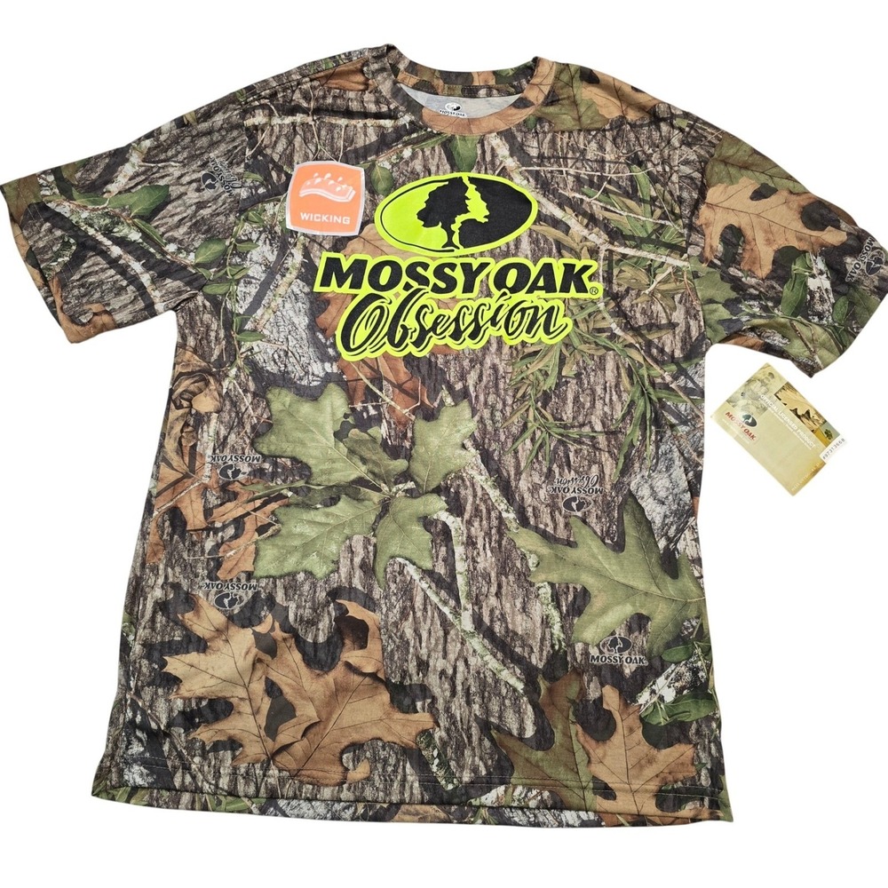 Mossy Oak Obsession Camo Shirt Mens Medium Wicking Hunting Graphic NWT